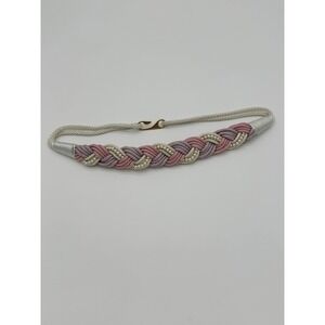 Interpur Braided Cord Belt Womens Faux Pearl Pastel Pink Purple Cream S/M